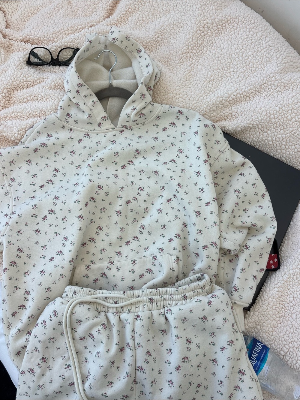 Floral Cream Hoodie & Jogger Set